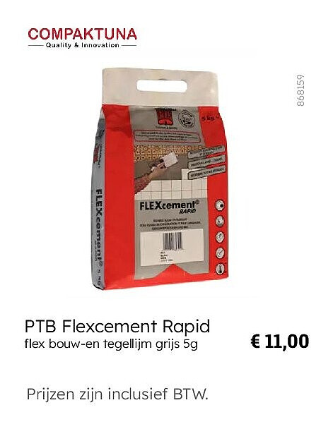 PTB Flexcement Rapid flex bouw-en tegellijm grijs 5g