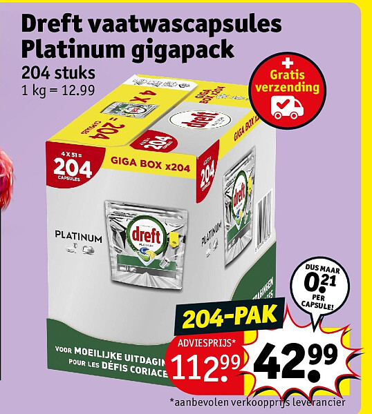 Dreft vaatwascapsules Platinum gigapack