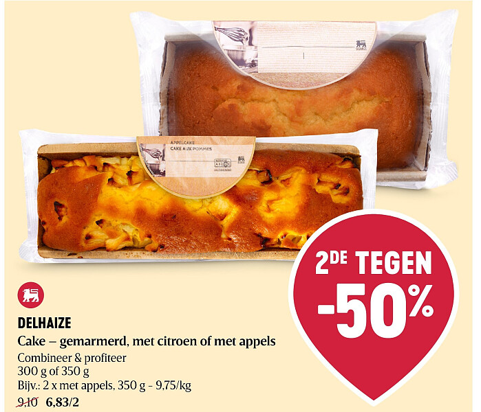 DELHAIZE Cake – gemarmerd, met citroen of met appels
