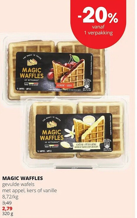 MAGIC WAFFLES gevulde wafels met appel, kers of vanille