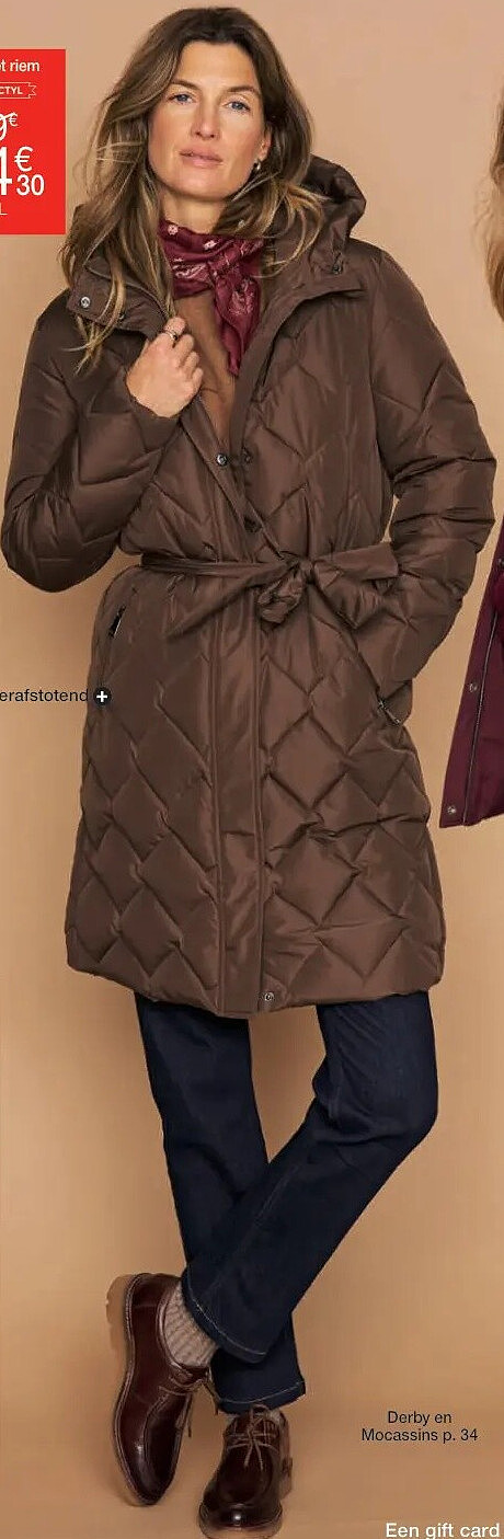 Lange parka met riem