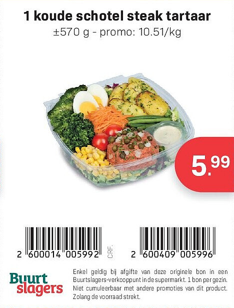 1 koude schotel steak tartaar