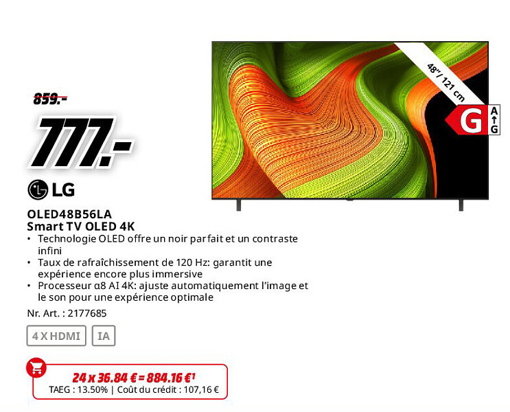 LG OLED48B56LA Smart TV OLED 4K