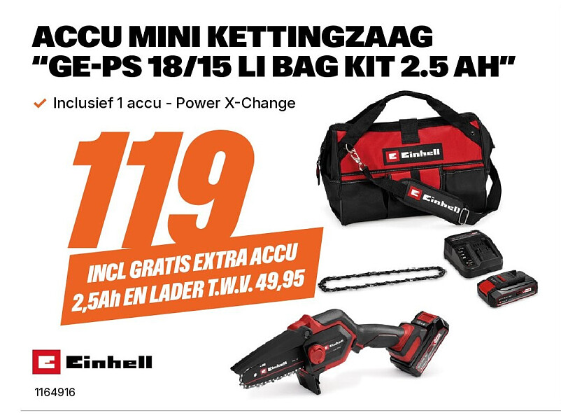 ACCU MINI KETTINGZAAG “GE-PS 18/15 LI BAG KIT 2.5 AH”
