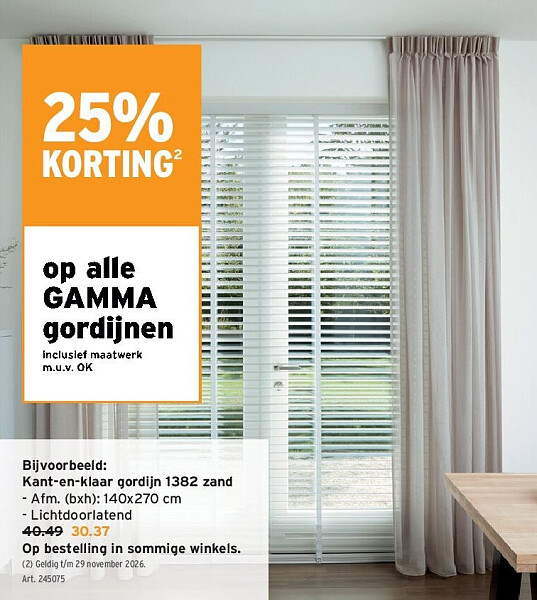Kant-en-klaar gordijn 1382 zand