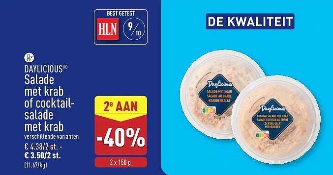 Salade met krab of cocktail­ salade met krab
