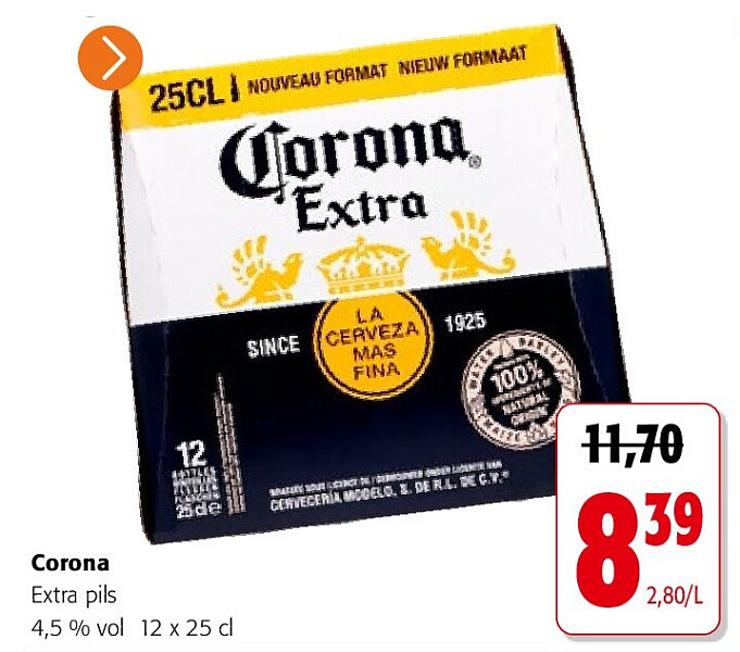 Corona Extra pils 4,5 % vol 12 x 25 cl