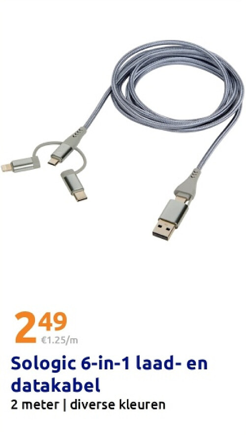 Sologic 6-in-1 laad-en datakabel