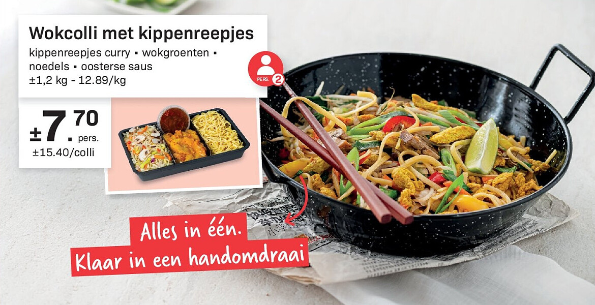 Wokcolli met kippenreepjes