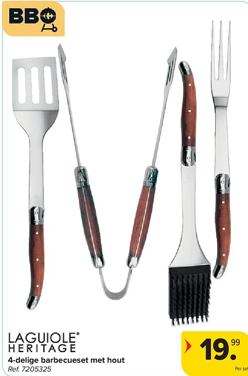 4-delige barbecueset met hout