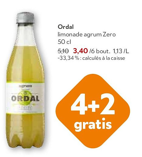 Ordal limonade agrum Zero 50 cl