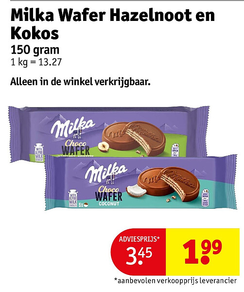 Milka Wafer Hazelnoot en Kokos