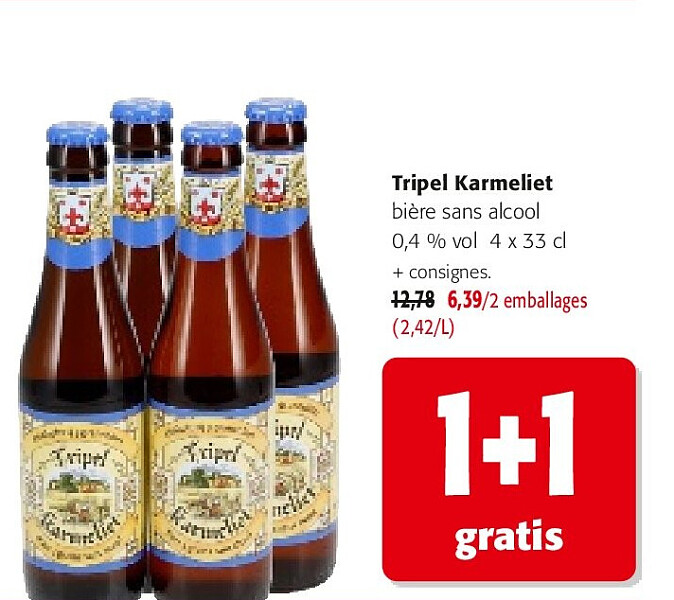 Tripel Karmeliet bière sans alcool 0,4 % vol 4 x 33 cl