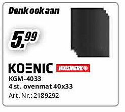 Koenic KGM-4033 4 st. ovenmat 40x33