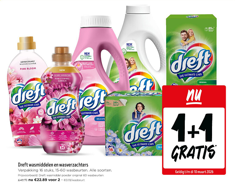 Dreft wasmiddelen en wasverzachters