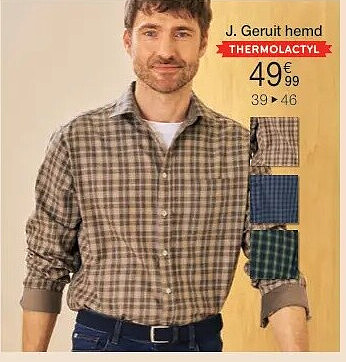 J. Geruit hemd Thermolactyl