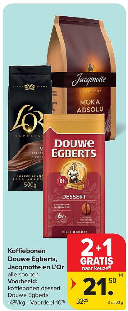 Koffiebonen Douwe Egberts, Jacqmotte en L’Or