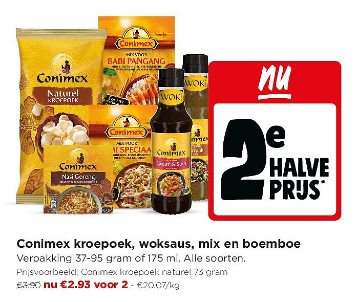 Conimex kroepoek, woksaus, mix en boemboe