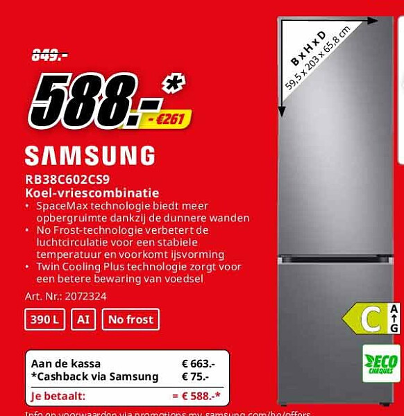RB38C602CS9 Koel-vriescombinatie