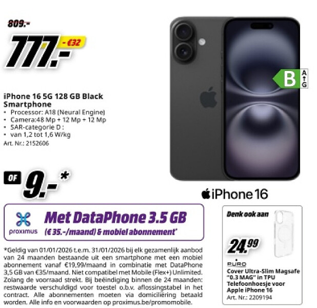 iPhone 16 5G 128 GB Black Smartphone smartphone