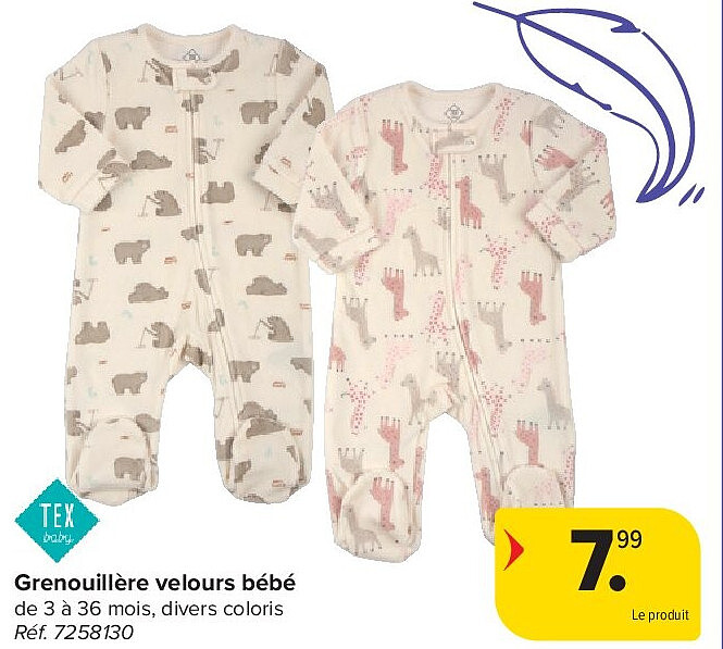 Grenouillère velours bébé
