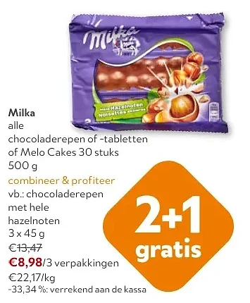 Milka chocoladerepen met hele hazelnoten