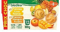 Coupelles de fruits pommes kiwis ananas & pommes mangues passion Blédina