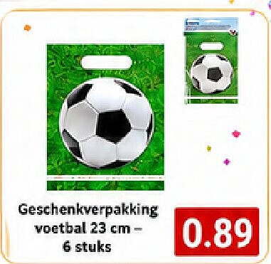 Geschenkverpakking voetbal 23 cm - 6 stuks