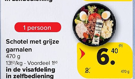 Schotel met grijze garnalen