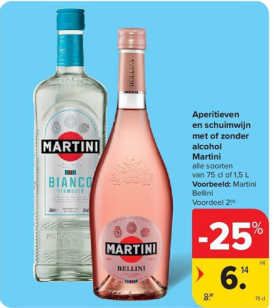 Aperitieven en schuimwijn met of zonder alcohol Martini