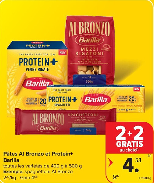 Pâtes Al Bronzo et Protein+ Barilla 4 x 500 g