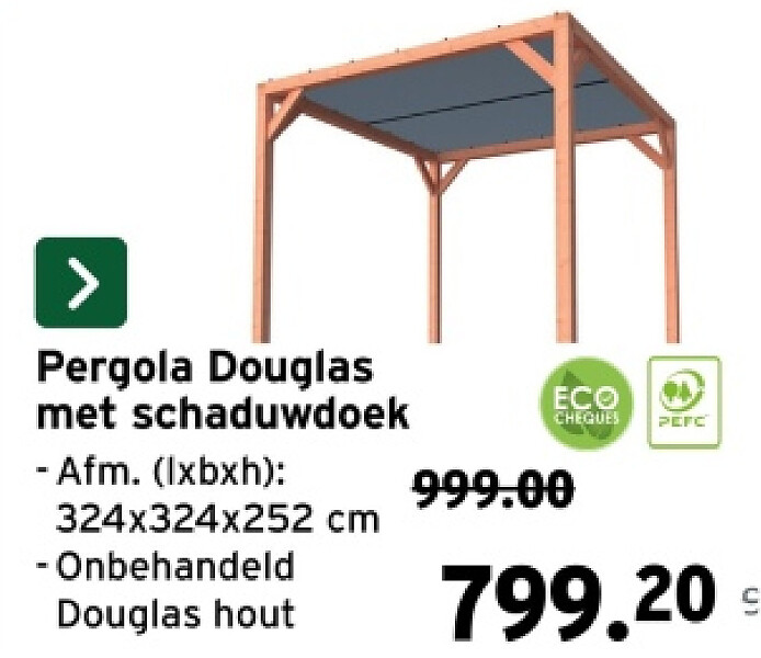 Pergola Douglas met schaduwdoek