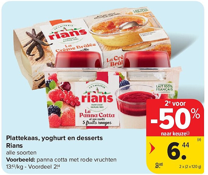 Plattekaas, yoghurt en desserts Rians