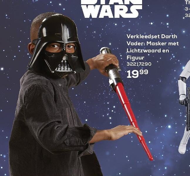 Verkleedset Darth Vader: Masker met Lichtzwaard en Figuur