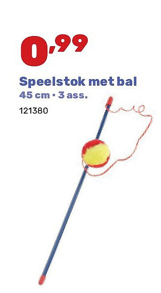 Speelstok met bal 45 cm • 3 ass.