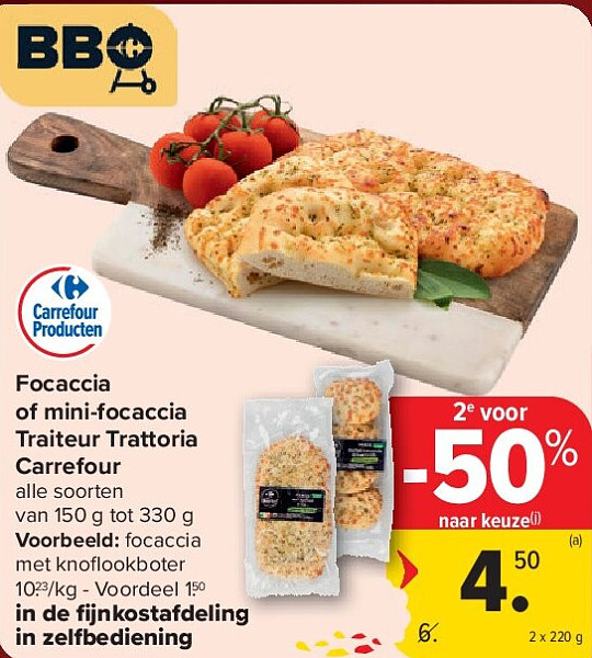 Focaccia of mini-focaccia Traiteur Trattoria Carrefour