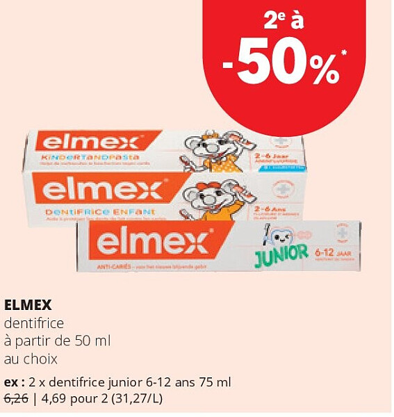 ELMEX dentifrice à partir de 50 ml