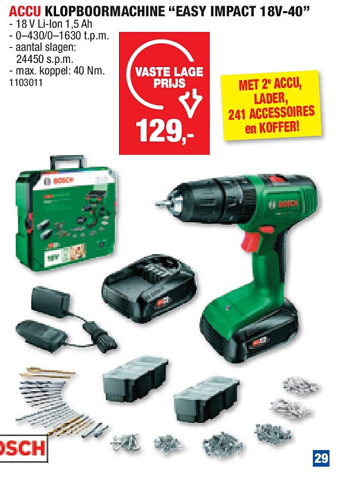 ACCU KLOPBOORMACHINE “EASY IMPACT 18V-40”