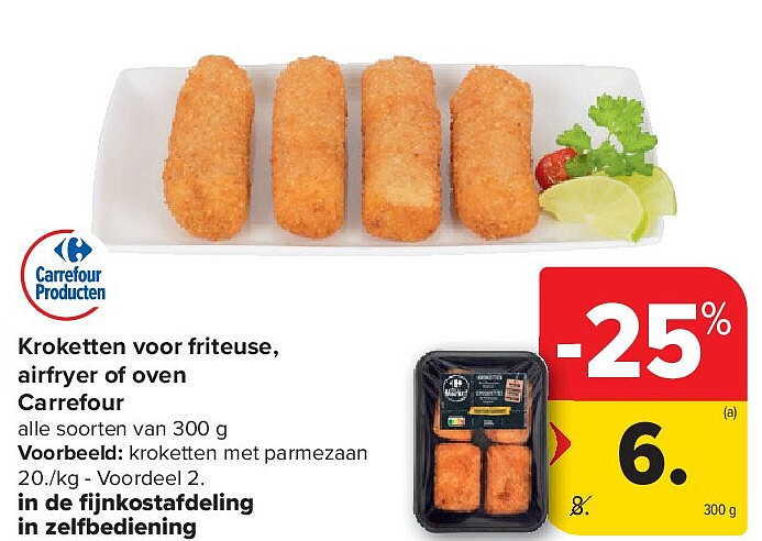 Kroketten voor friteuse, airfryer of oven Carrefour