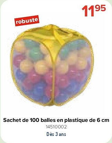 Sachet de 100 balles en plastique de 6 cm