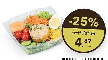 1 salade met perzik en tonijn
