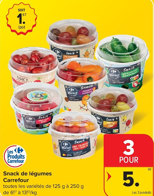 Snack de légumes Carrefour 3 POUR