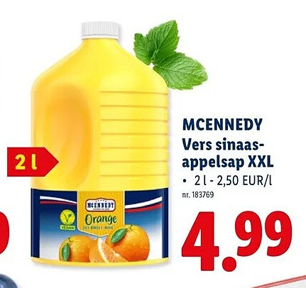 MCENNEDY Vers sinaasappelsap XXL