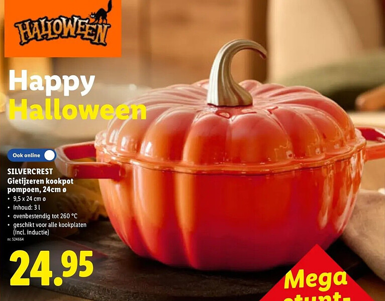 Gietijzeren kookpot pompoen, 24cm ø
