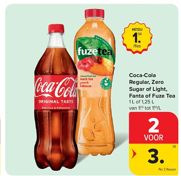 Coca-Cola Regular, Zero Sugar of Light, Fanta of Fuze Tea