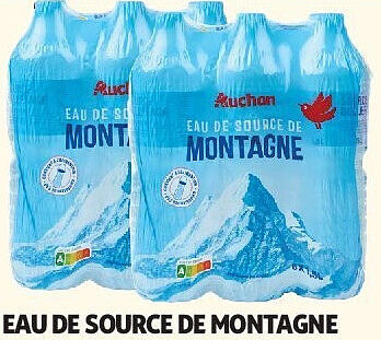Eau de source de montagne Auchan 6 x 1,5 l
