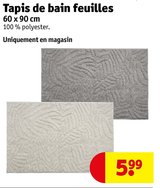 Tapis de bain feuilles 60 x 90 cm