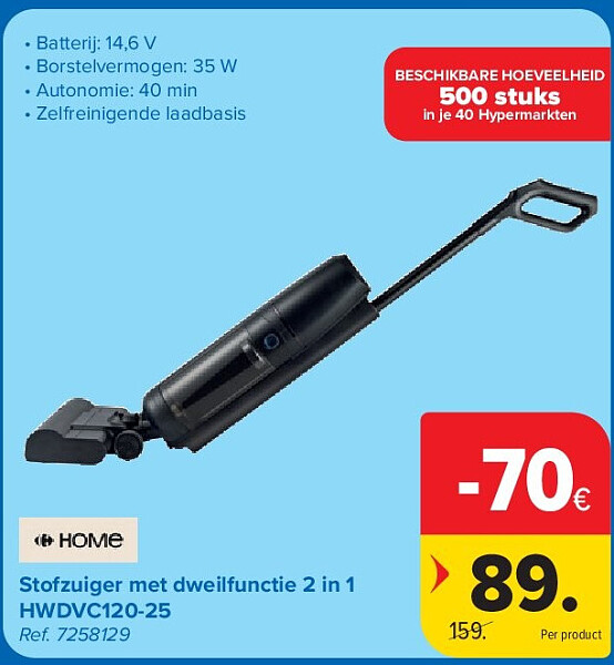 Stofzuiger met dweilfunctie 2 in 1 HWDVC120-25