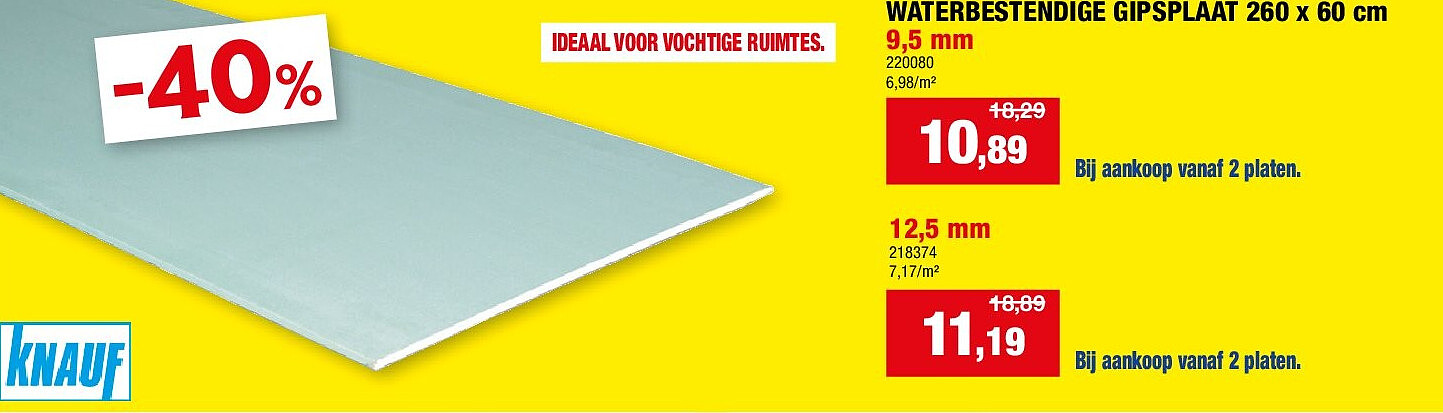 WATERBESTENDIGE GIPSPLAAT 260 x 60 cm