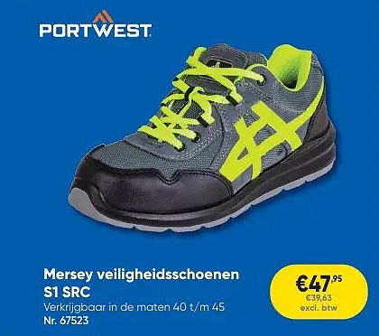 Mersey veiligheidsschoenen S1 SRC Verkrijgbaar in de maten 40 t/m 45 Nr. 67523
